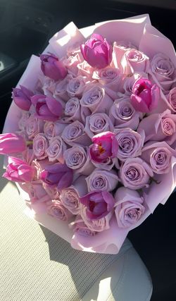 Purple 50 Count with tulips 