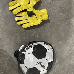 Soccer Goalie Gloves And Pop Up Net