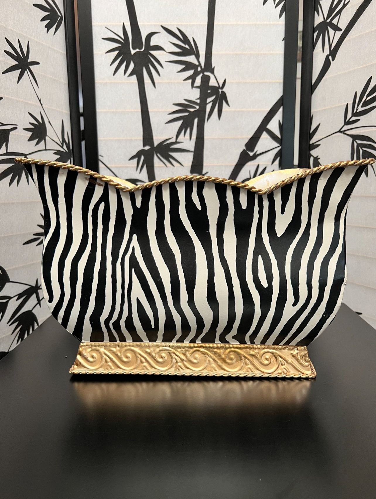 Metal Container- Gold, Black & White