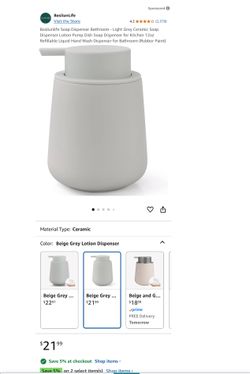 Bosilunlife Soap Dispenser Bathroom Light Grey Ceramic Soap Dispenser 