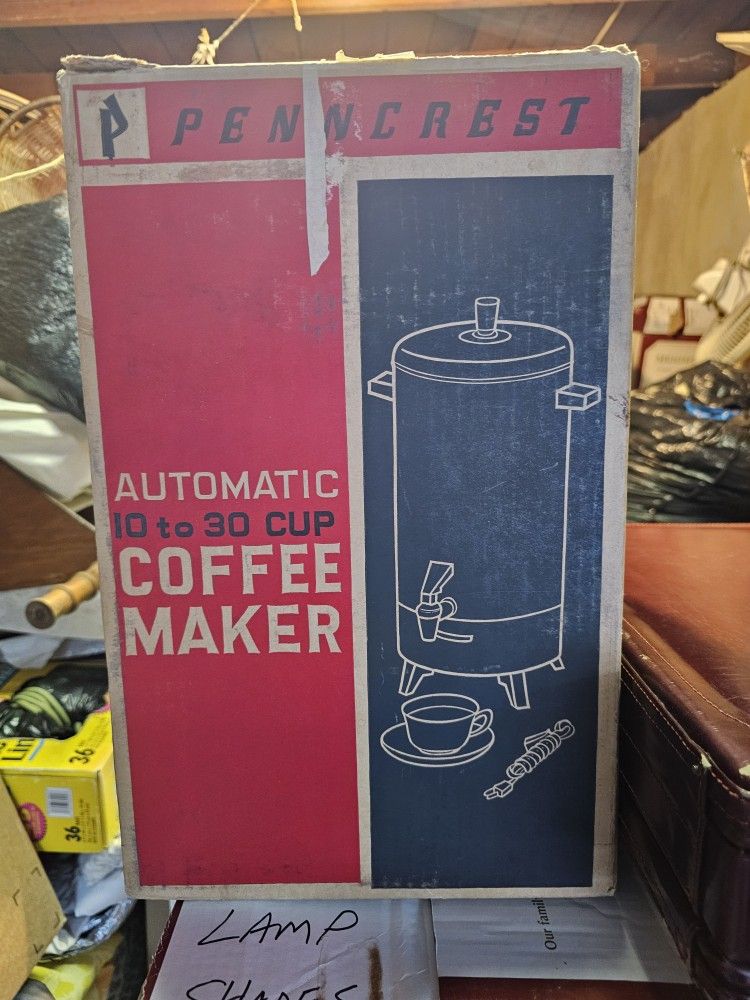 Vintage 1970's Penncrest Automatic Coffee Maker In Original Box! Sold At J.C. Penny's ! Makes Great Coffee !