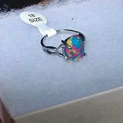 NATURAL OYSTER TURQUOISE POLISHED CABECHON NEW SIZE 8 RING