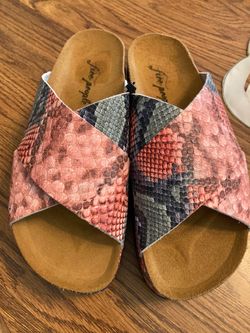 Néw Womens Free People Playform Sidelines Sandals Candy Snake Pattern Size 37