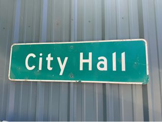 Vintage City Hall Street Sign – Industrial Decor – Metal