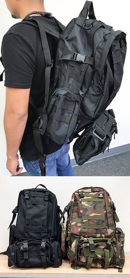 $25 each NEW 55L Outdoor Sport Bag Camping Hiking School Backpack (Black or Camouflage)