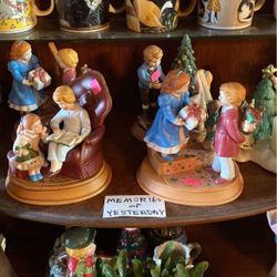 Porcelain figurines by Avon. Memories of yesterday. $10 each.