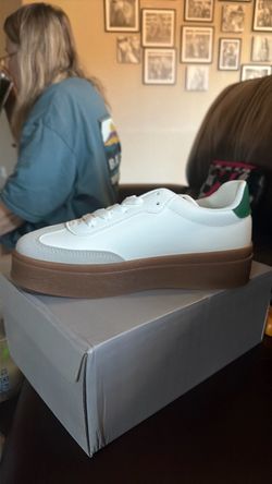 White Platform Sneaker with Gum Sole