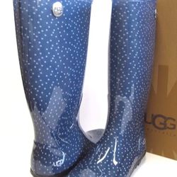 Ugg Rain boots blue polka dot - woman size 5