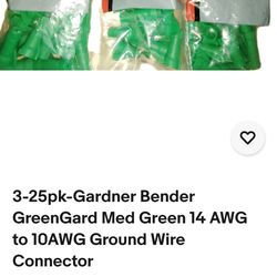 3-25pk-Gardner Bender GreenGard Med Green 14 AWG to 10AWG Ground Wire Connector
