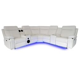 New White LED Sectional Recliners,Bluetooth Speakers,cup Holders,usb,