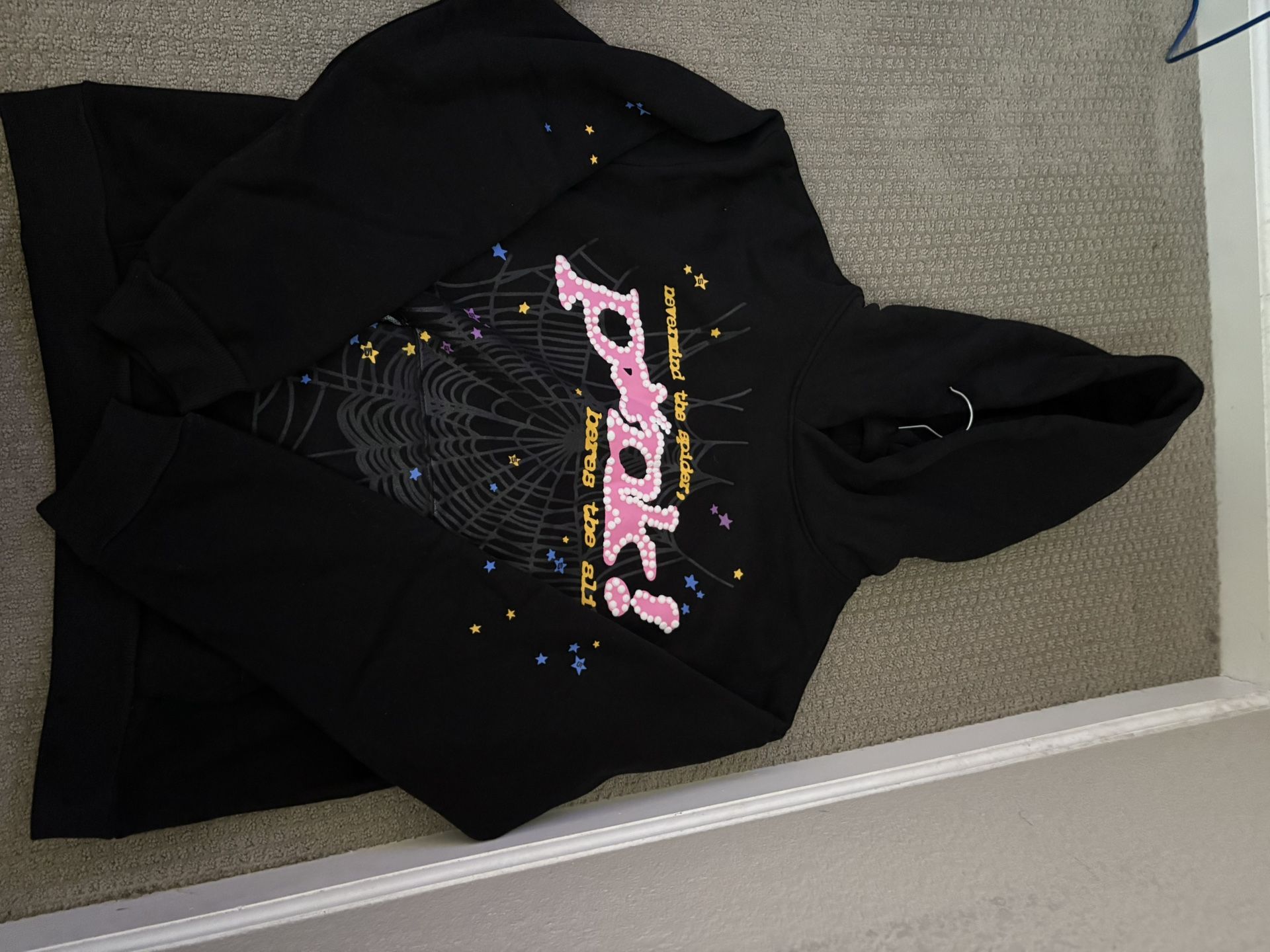 Black Sp5der Hoodie Size Large