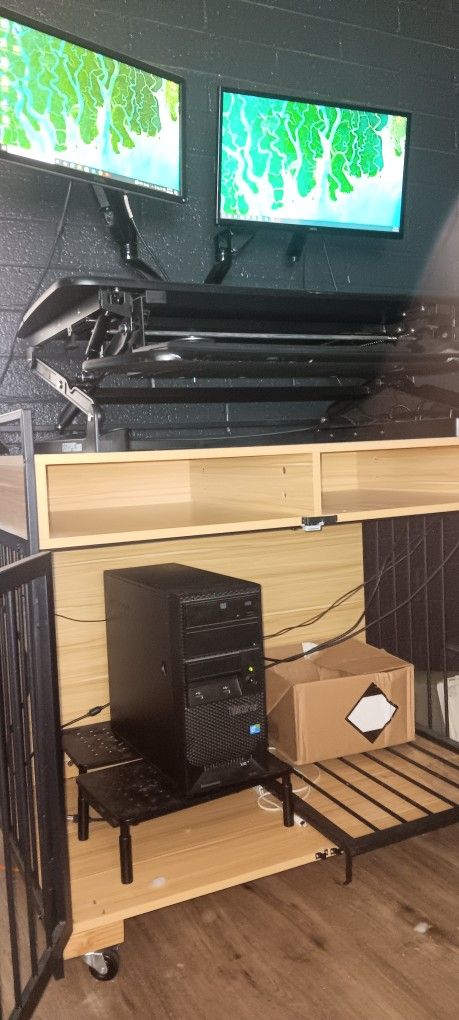 Computer Desk And Desktop And Monitors
