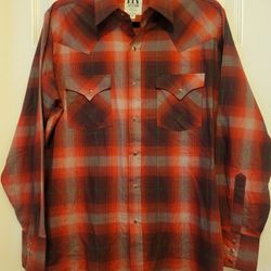 Ely Cattleman Plaid Western Shirt Sz M