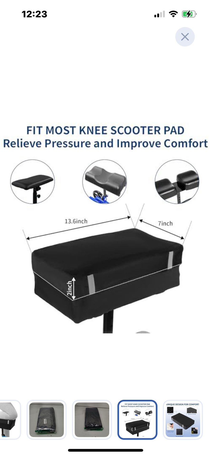 “ New”(1 In Stock)knee Scooter 2 “Memory Foam Pad Cover(13” X 7”)retail $35