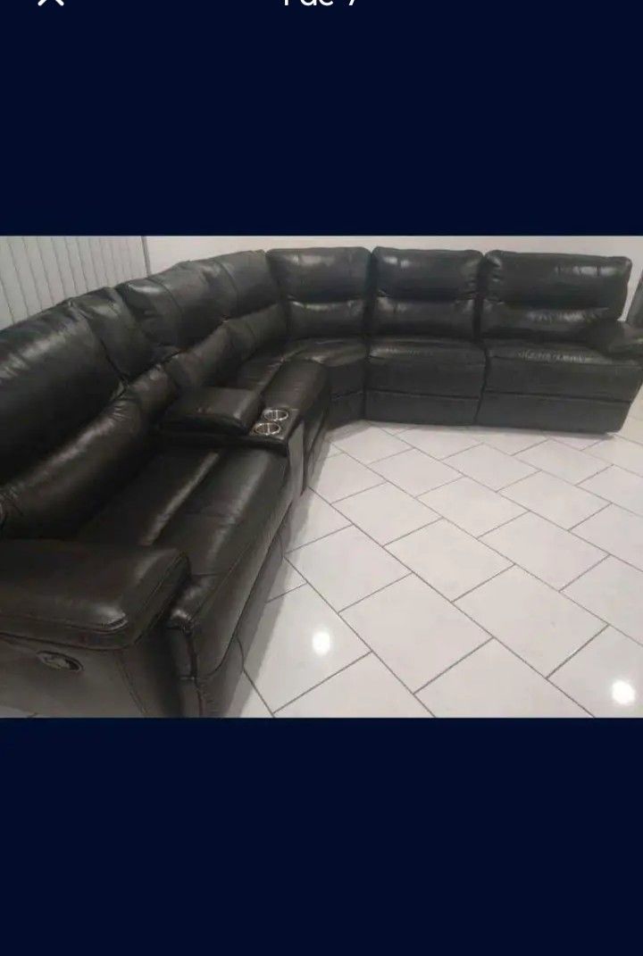 SECTIONAL GENUINE LEATHER RECLINER ELECTRIC ⚡ BLACK COLOR ... Delivery SERVICE ANYTIME AVAILABLE 💥🚚🚚
