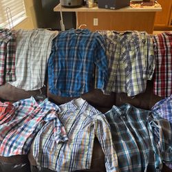 10 Boys Plaid Shirts Size 14-16
