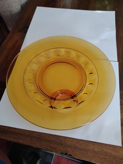 Vintage Indiana glass amber Kings Crown Thumbprint plate 10.5" set of 4