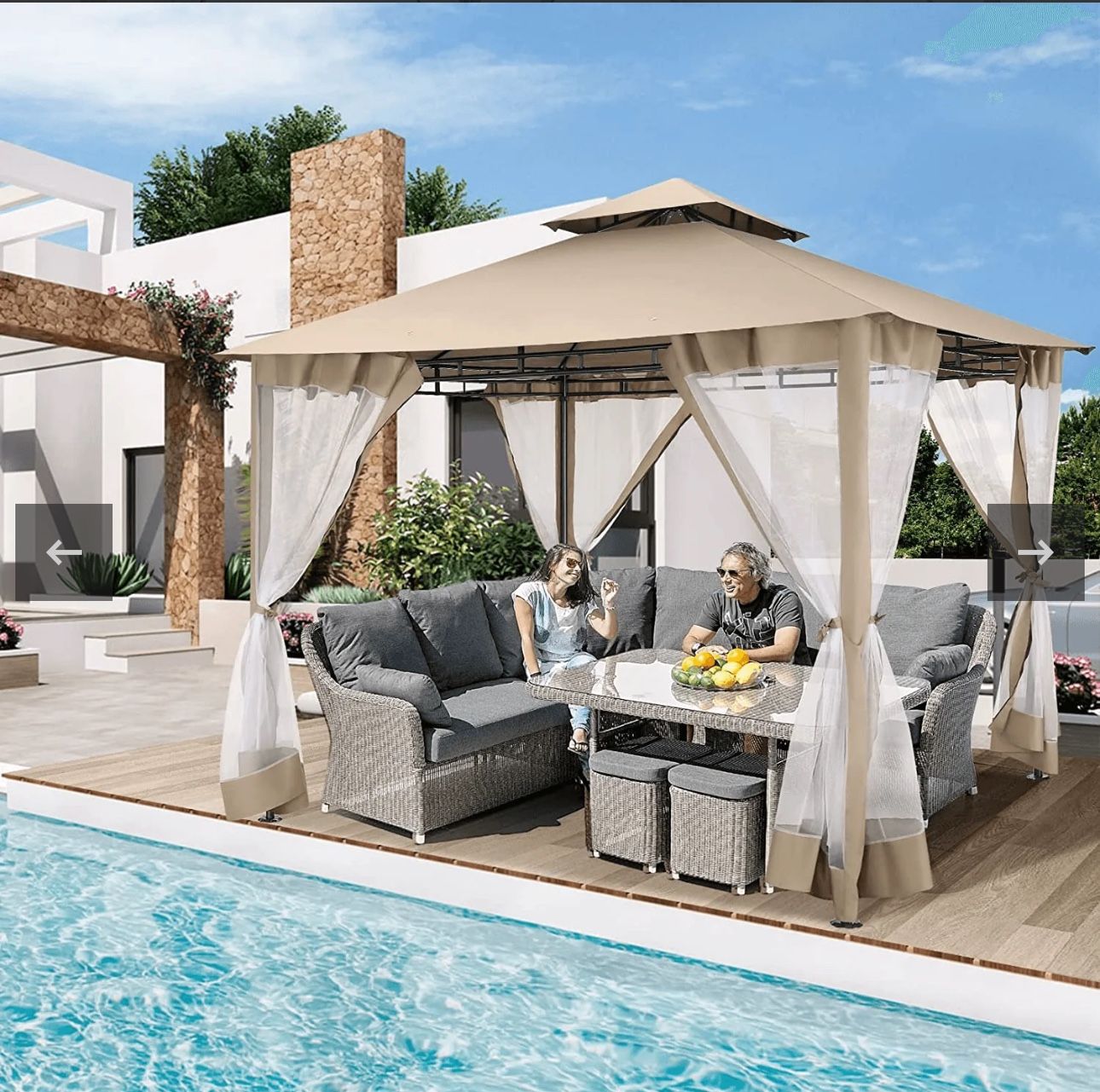 Gazebo 10x10 Double Roofs With Mosquito Net Gazebo With Waterproof