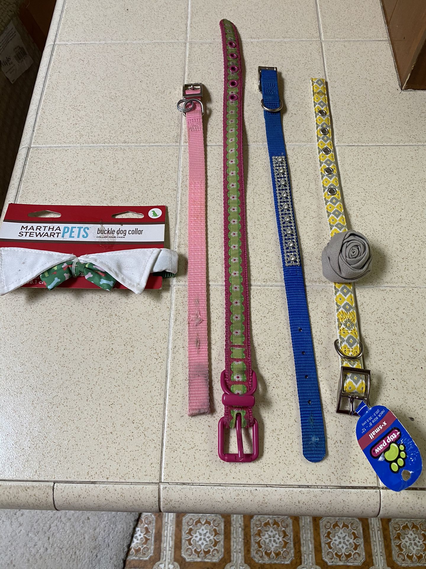 5 Different Sizes Dog Collars 2 New- 3 Slightly Used $3 Each