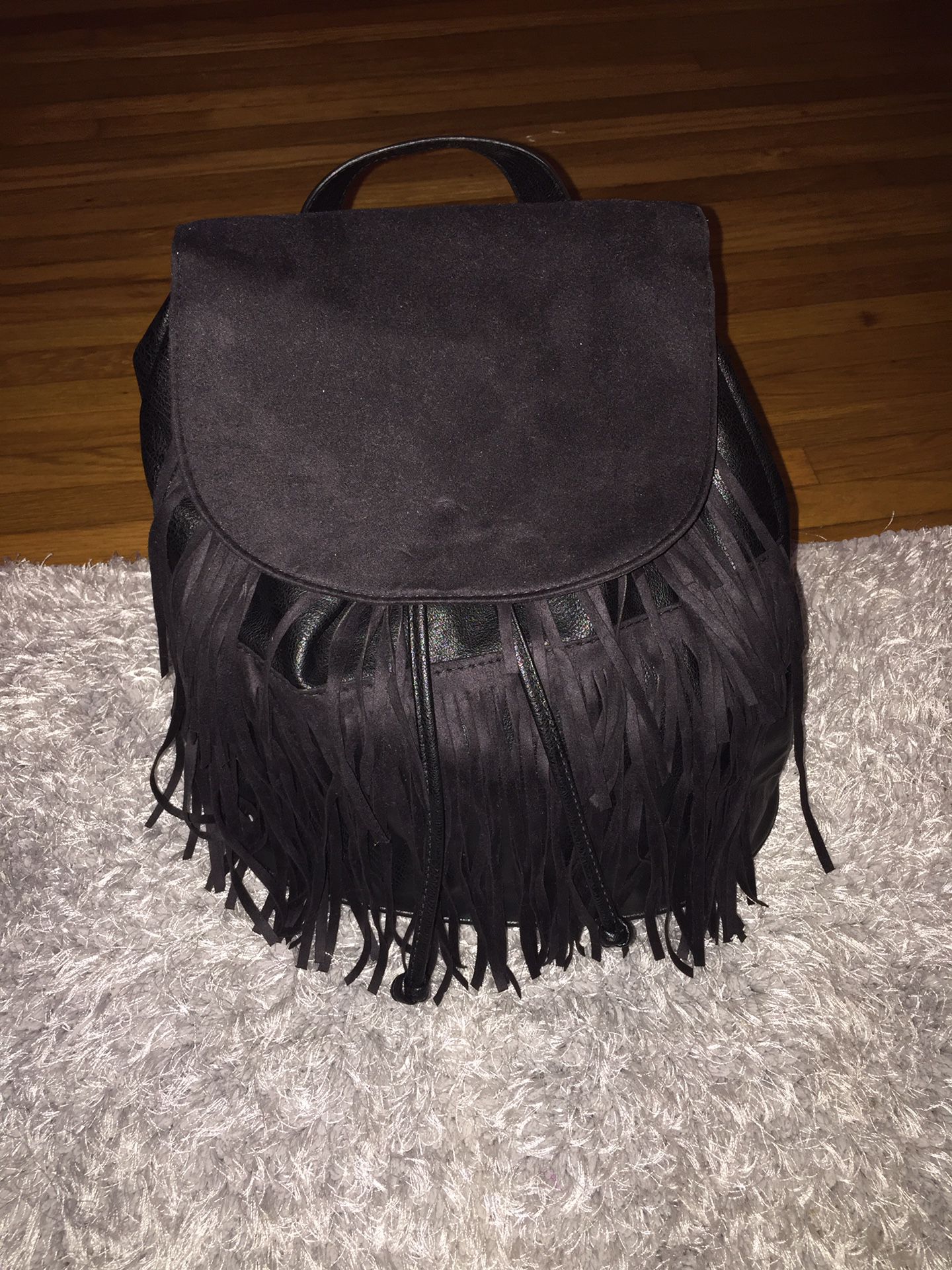 H&M Black Fringe Backpack