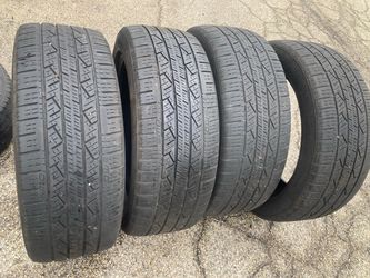 Set of 4 Continental tires, 1 has a plug, 245/50/20 abt 7/32 only $100 set