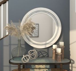 Grayson Lane Round White Handmade Framed Wall Mirror