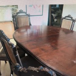 Solid Wood Table And 8 Chairs 