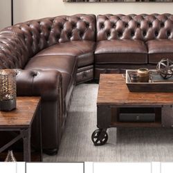 3 Piece - leather Sectional Sofa - Hutchinson