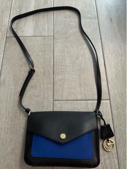Michael Kors Greenwich Black/Electric Blue Small Flap Crossbody Bag