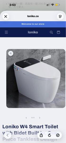 Loniko W4 Smart Toilet with Bidet Built In, One-Piece Tankless Design with Remote