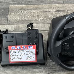 PXN V900 Gaming Steering Wheel With Pedal & Desk Clamp 