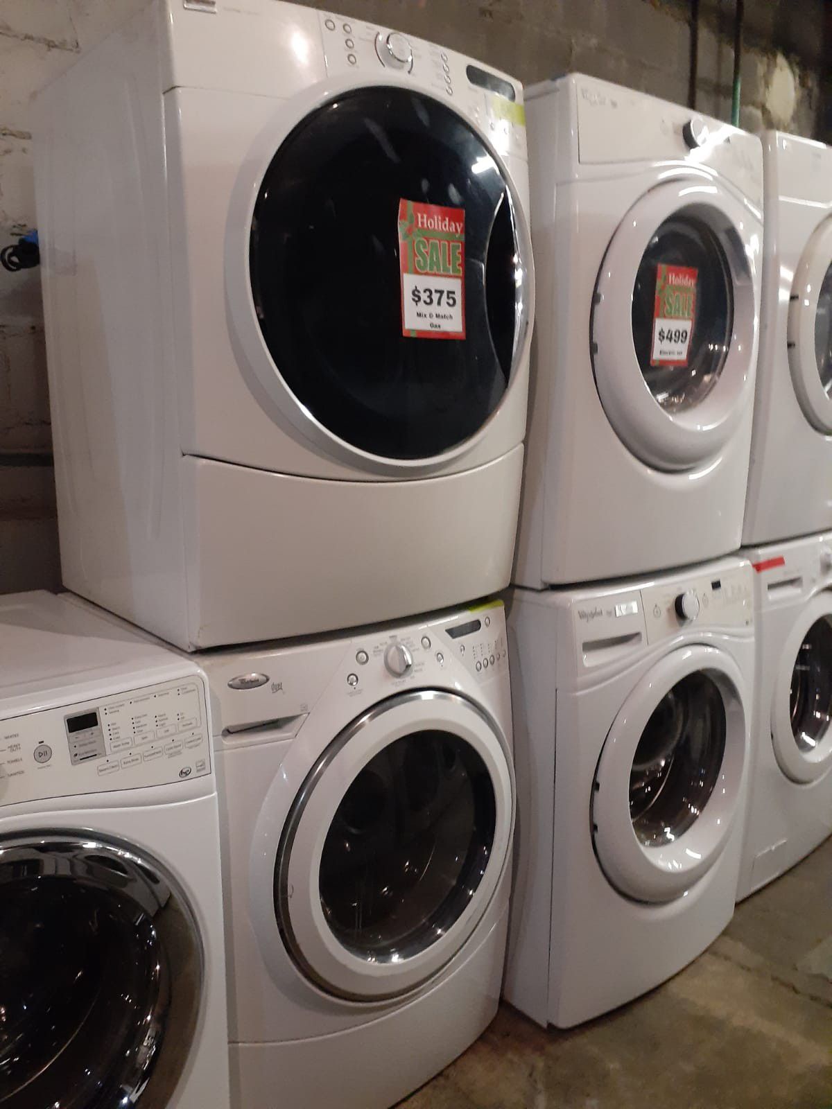 Mix and match front load washer and gas dryer set working perfectly with 4 months warranty