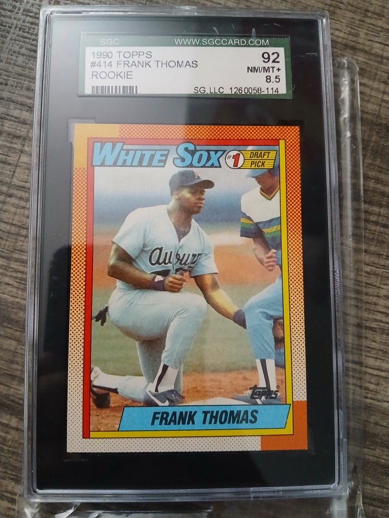 1990 Topps #414 Frank Thomas Rookie Card, graded SGC 92 NM/MT+ 8.5.
