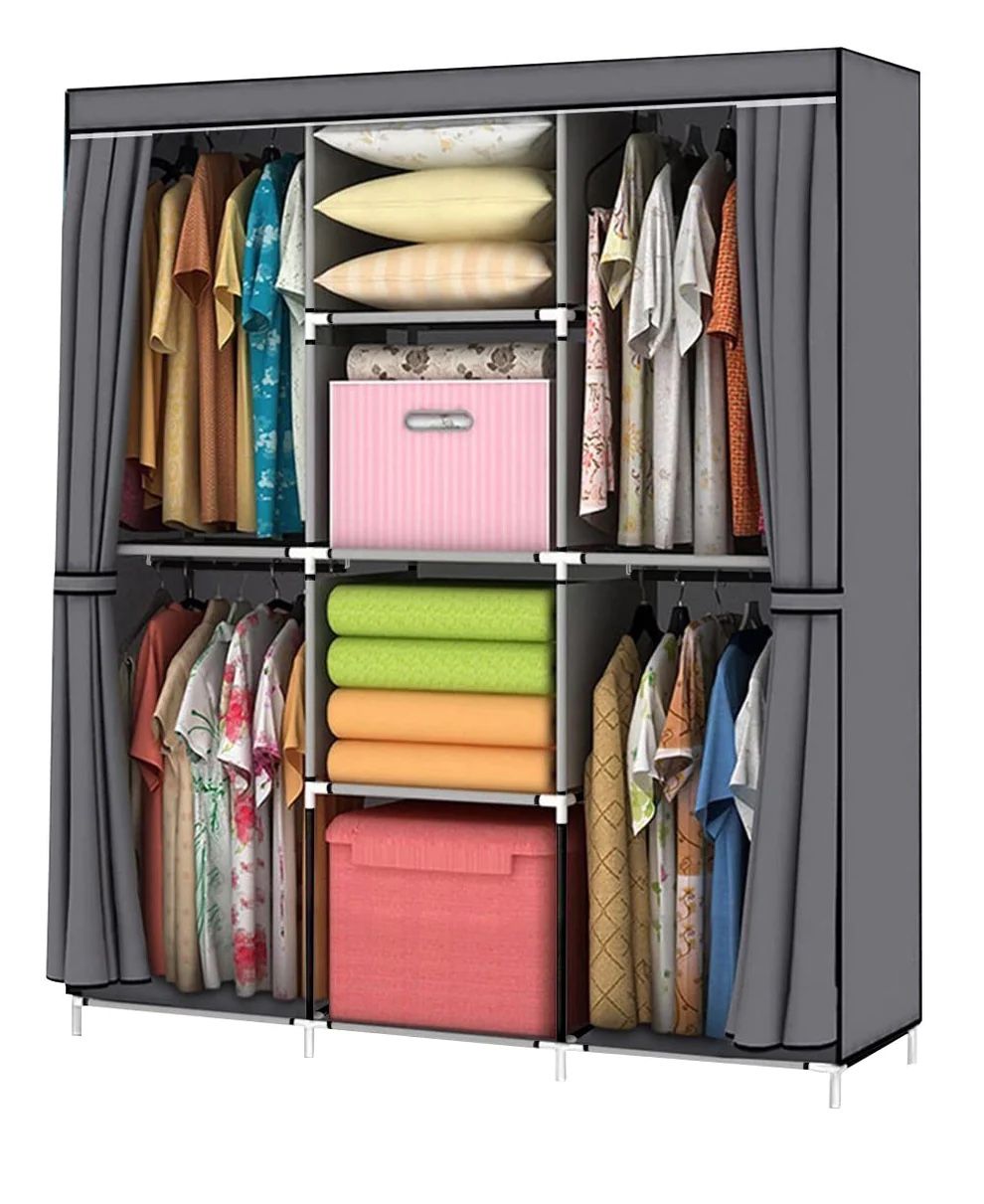 New 50" Storage Closet Clothes Organization Portable Wardrobe Storage Closet Portable Organizer for Clothing