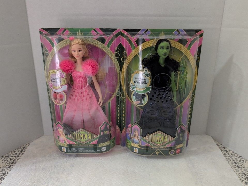 Mattel Wicked For Good Singing Elphaba & Glinda Upland Dolls Pair Of 2