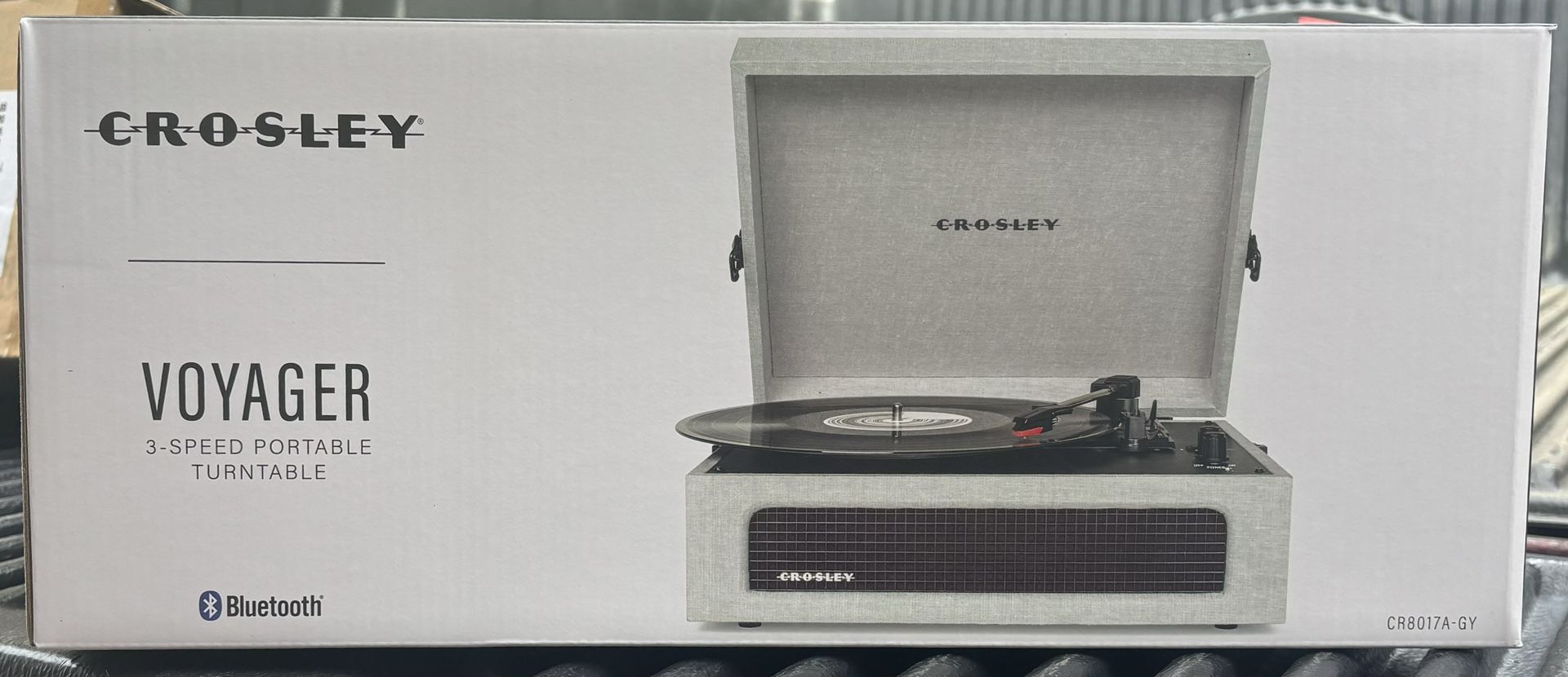 Crosley CR8017A-GY Voyager Vintage Portable Vinyl Record Player Turntable with Bluetooth Receiver and Built-in Speakers, Gray