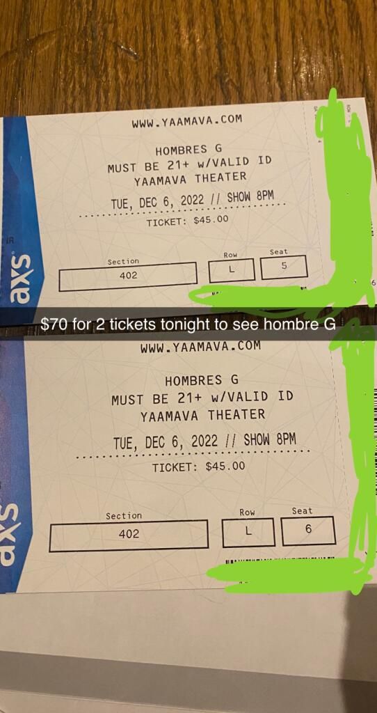 Hombres G Tickets 12-6-22