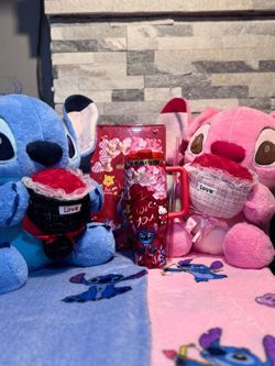 Stitch & Angel Plushies Blanket Included-$40.    Valentines Day 40oz Stanley -$45