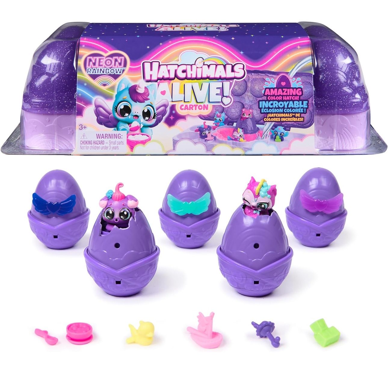Brand New Hatchimals Neon Rainbow Egg Carton