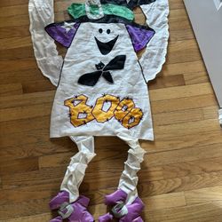 Rare Vintage Yard Flag Ghost Halloween Yard Decoration 47”X 27” Flag Dangle Legs
