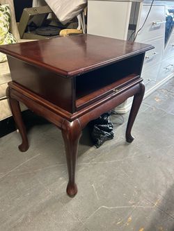 Cherry Wood End Table with Open Shelf