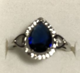 Blue sterling silver ring size 7