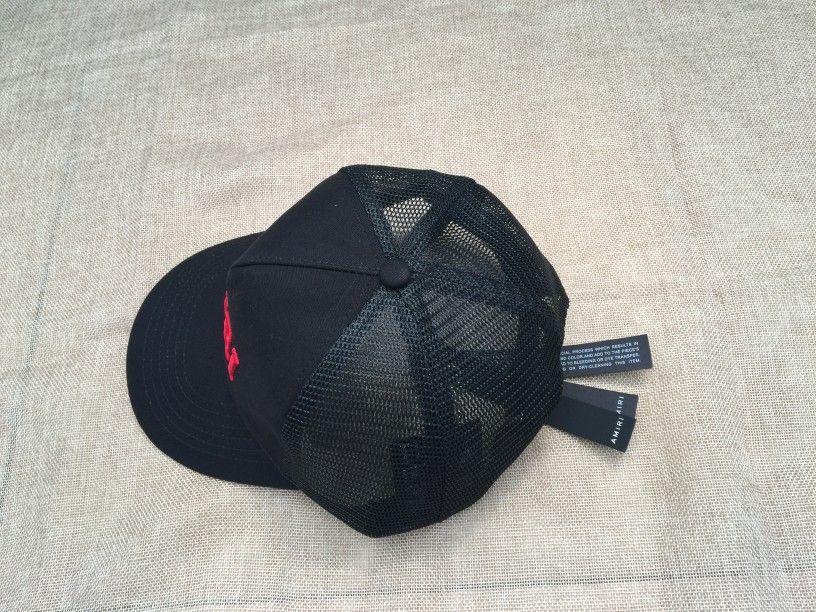 AMIRI red  Letter Black Hat Amiri Logo Embroidered Baseball Cap In Black | Editorialist main image 4