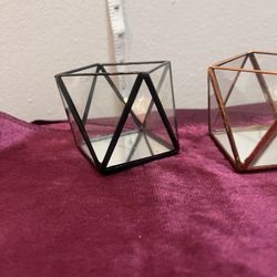 Glass Candle Holders With Mirror Base