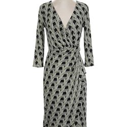 WHBM Elegant Wrap Tulip Dress Geometric Print Stretch Women’s Size 4 / S