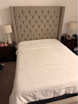 Gray bed frame queen