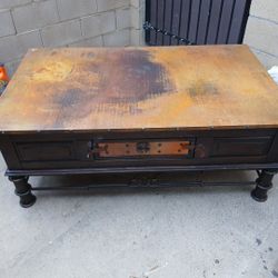 Rustic wooden coffee table