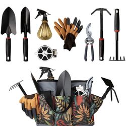 New in box Garden tool set,10pcs Upgrade Alloy Horticulture Gardening Tools with Fashion Flower Style Storage Yard Tool Organizer Handbag,Soil Shovel 