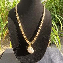 Gold Chain Cuban 24in 8mm And Icy Boxing Gloves Pendant Set 