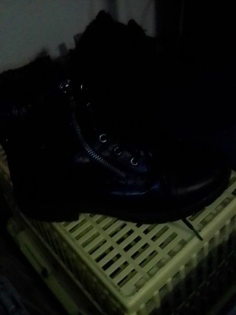 Wanted Brand Leather Boot With Fur Ankle Cuff